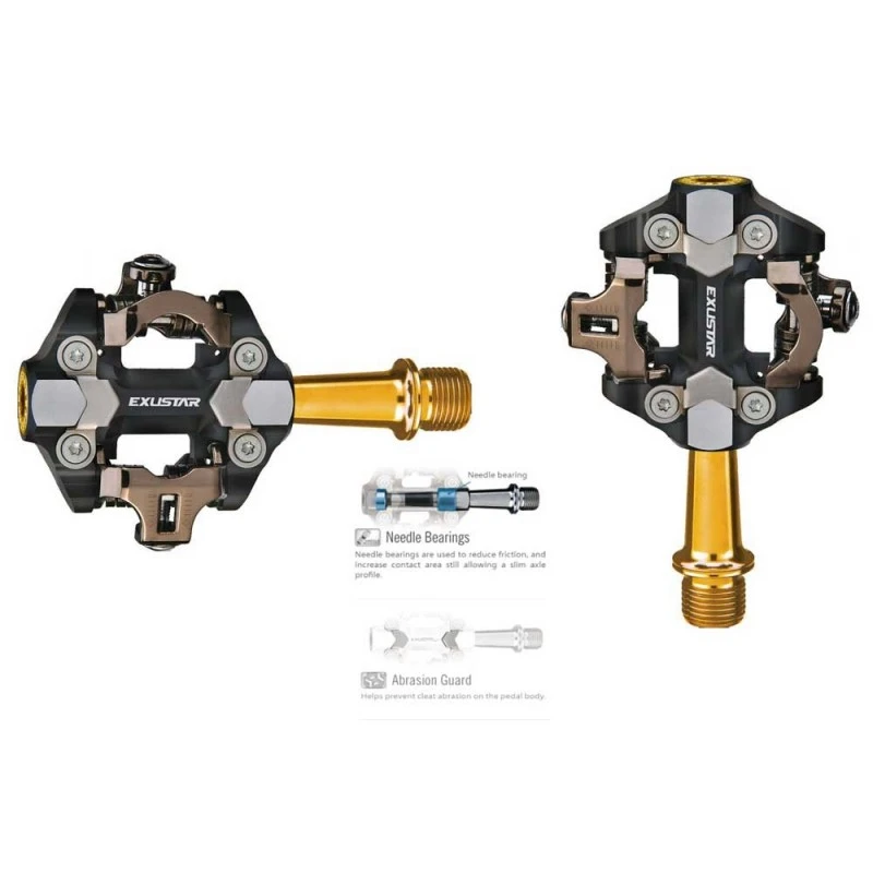 Pedali MTB Exustar PM 222 TI Spd Gold In Titanio 1 Pedali MTB Exustar PM 222 TI Spd Gold In Titanio