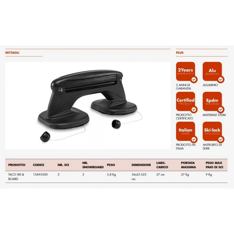 Portasci Magnetico Da Tetto FABBRI TACO SKI & BOARD 2 Portasci Magnetico Da Tetto FABBRI TACO SKI & BOARD - immagine 2